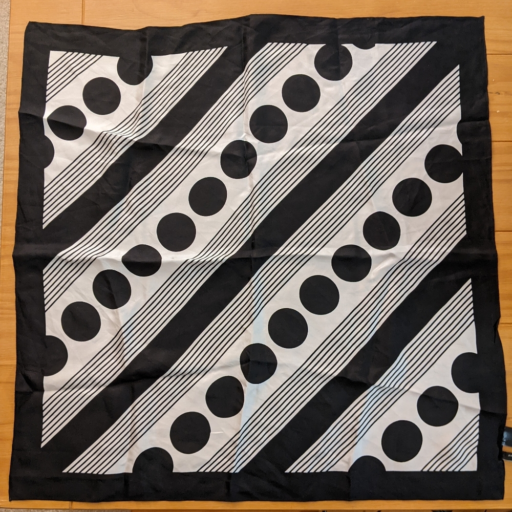 100% silk Ann Taylor black and white dotted scarf